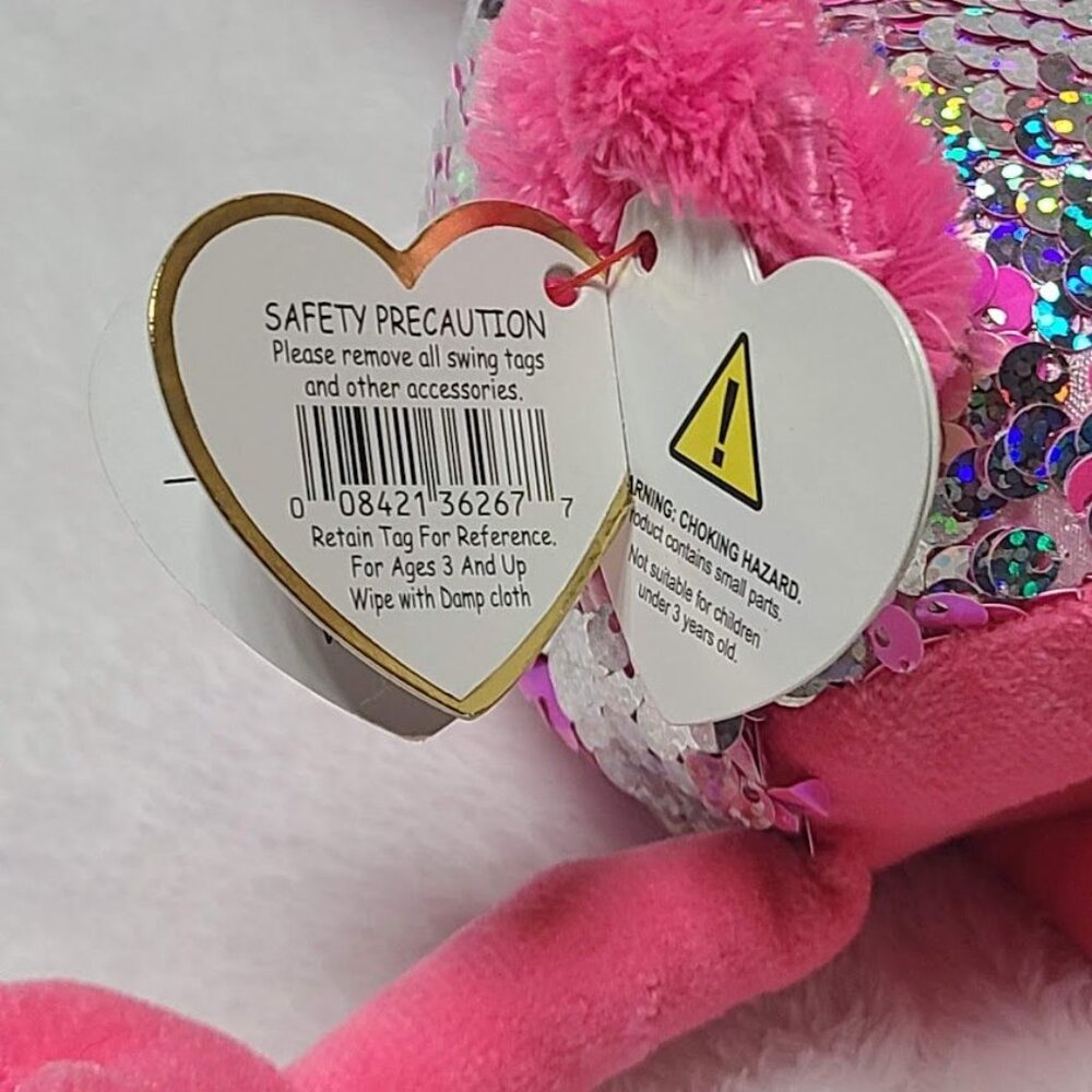 Ty Beanie Boo Flippables Pinky Flamingo 9" Beanie Color Changing Sequins w/ Tags - Picture 8 of 10